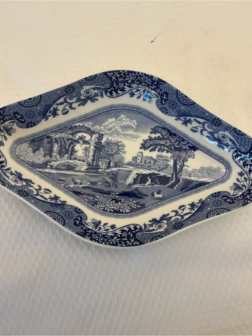 Spode Blue and White Transferware Serving Dishes, Pair